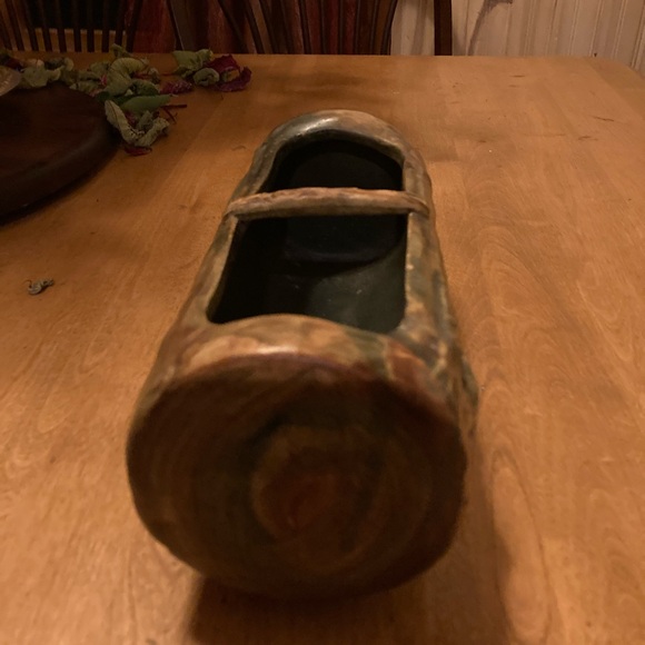 Weller 1920's vintage art pottery rustic Log-Shaped footed Ceramic Planter - Picture 3 of 8